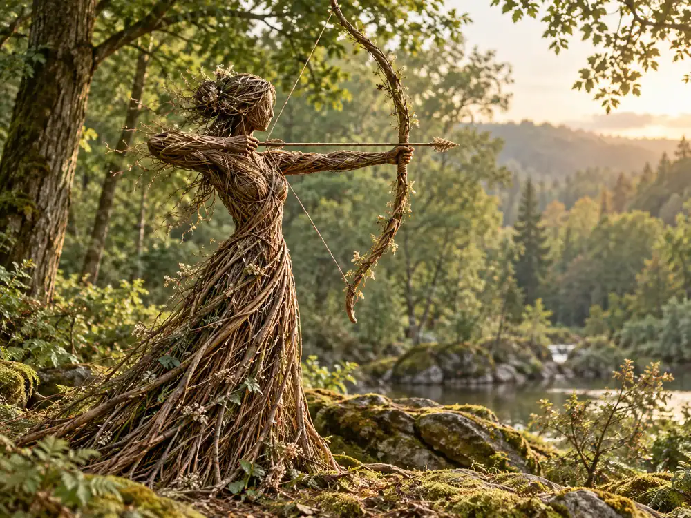 Figuur met boog als symbool voor focus, innerlijke kracht en richting in het leven
